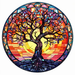 Tree of Life stained glass symbol