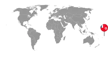 Fotobehang Pin map with Wallis and Futuna flag on world map. Vector illustration. © Ruslan