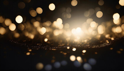 A Luxurious Blend of Golden and Silver Lights Creating a Magical Atmosphere. Featuring a Deep Depth of Field, Defocused Haze, and Night Lights for a Stylish and Glamorous Background - obrazy, fototapety, plakaty