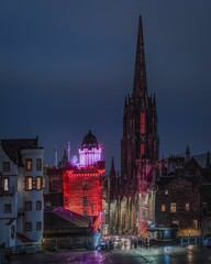 Scenic night view of Edinburgh, Scotland.