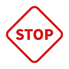 Stop Sign In Red Square Line Shape For Information Symbol Information Announcement Road Street Notification
