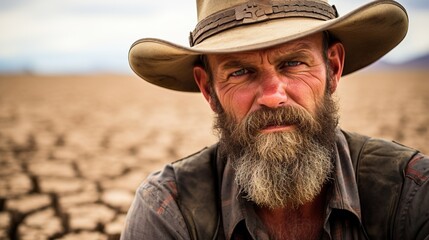 Fototapeta premium portrait of a cowboy in a field