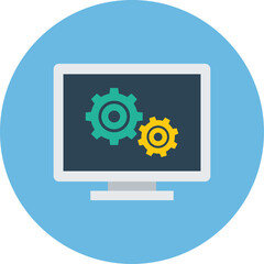 computer and gears. seo icon png, digital marketing icon png, marketing icon vector. commerce, buying, selling, retailing, purchasing, exchange, vend and merchandise icon design.