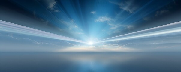 AI illustration of a clear sky with bright sunlight beaming through.