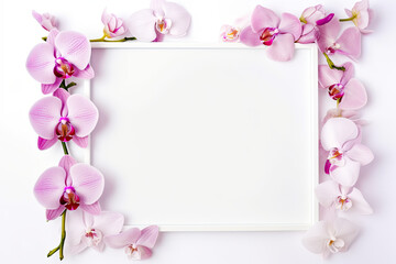 Fototapeta na wymiar A wedding-themed photo frame with summer flowers