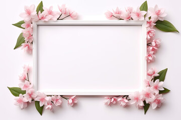 Obraz premium A wedding-themed photo frame with summer flowers