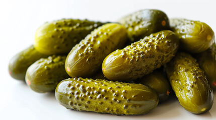 pickled cucumbers. Gherkins on a white background. Made with generative ai