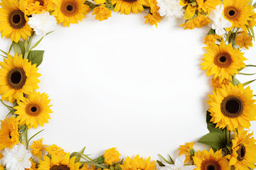 A wedding-themed photo frame with summer flowers