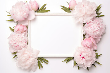 A wedding-themed photo frame with summer flowers