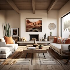 Southwestern modern living room with earthy tones and contemporary lines