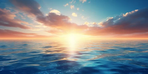 Foto op Canvas beautiful dramatic sunset over sea sunlight blue sky sea level landscape tranquil waters nature beauty revealed AI Generated  © Ishia