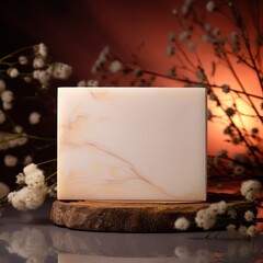 Soap box mockup with floral background, generative ai