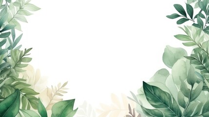 Watercolor beautiful of tropical green leaves white background. Generative AI