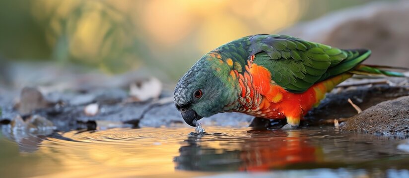 Bourke's Parrot from Australia having a drink at a spring's edge.