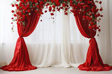 Wedding floral  arch for wedding ceremony, flower drapery