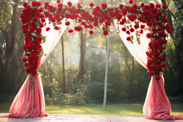 Wedding floral  arch for wedding ceremony, flower drapery