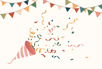 Celebration and confetti party abstract background with space for copy. - obrazy, fototapety, plakaty