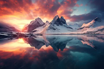 Fotobehang sunset in the mountains © reddish