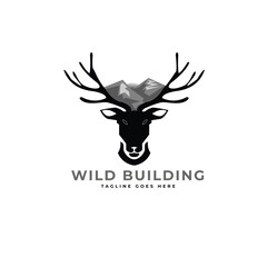deer logo illustration, vector, icon, and silhouette