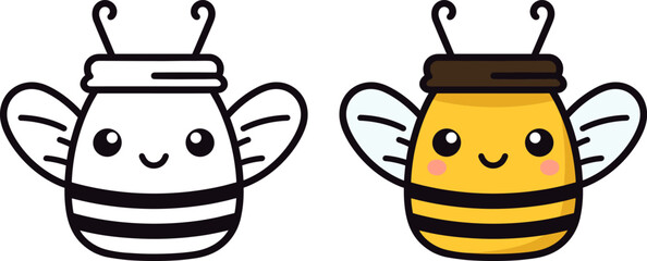 honey jar cute smiling bee design for beekeeper and beekeeping