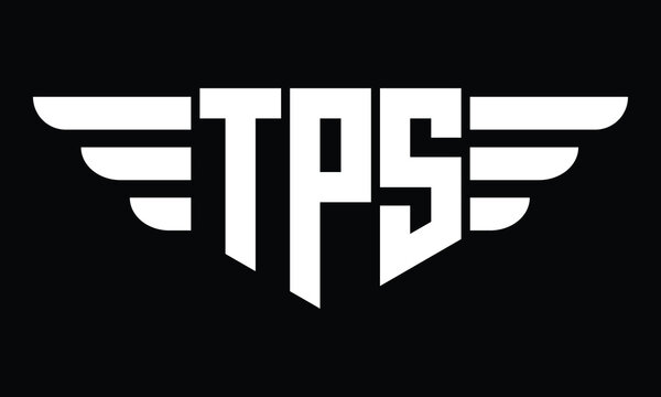 TPS three letter logo, creative wings shape logo design vector template. letter mark, word mark, monogram symbol on black & white.	