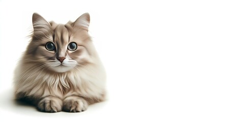 Fluffy Persian kitten AI Generative Pro Photo  with white isolated beackground,generative ai