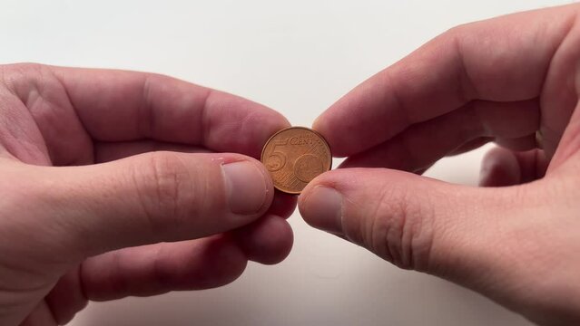 5 Euro Cent On A White Background
