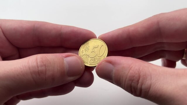50 Euro Cent On A White Background