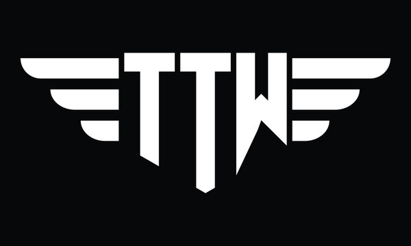 TTW three letter logo, creative wings shape logo design vector template. letter mark, word mark, monogram symbol on black & white.	