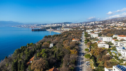 Kostrena aerial view, beach, Rijeka, Croatia