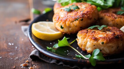 Crab cake main course meal