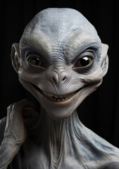 Friendly Alien Expression: Smooth, Pale Blue Complexion - Subtly Content & Curious ET - ET Portrait