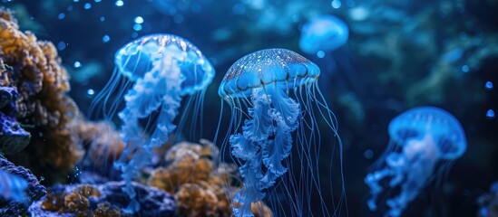 Blue water jellyfish - Powered by Adobe