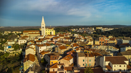 Vrsar old town aerial panoramic view, Istria, Croatia