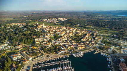 Vrsar old town aerial panoramic view, Istria, Croatia