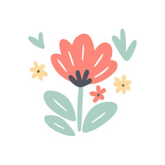 Obraz premium Floral element. Beautiful romantic flower hand drawn floral bouquets, flower compositions flat style trendy Vector design isolated on white background. Simple Abstract