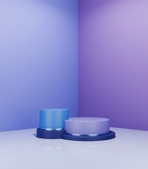 Blue and purple podium for exhibit