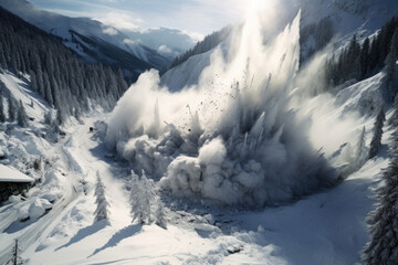 Fototapeta na wymiar An avalanche comes crashing down