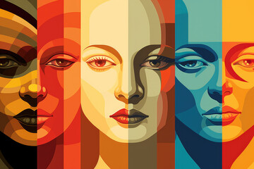 Fototapeta na wymiar Abstract portrait of female faces