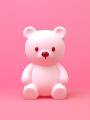 teddy bear, cute plastic icon on bright pink background color, 3d isometric style