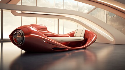 Space Age Futuristic designs with a focus on sleek lines and innovative materials