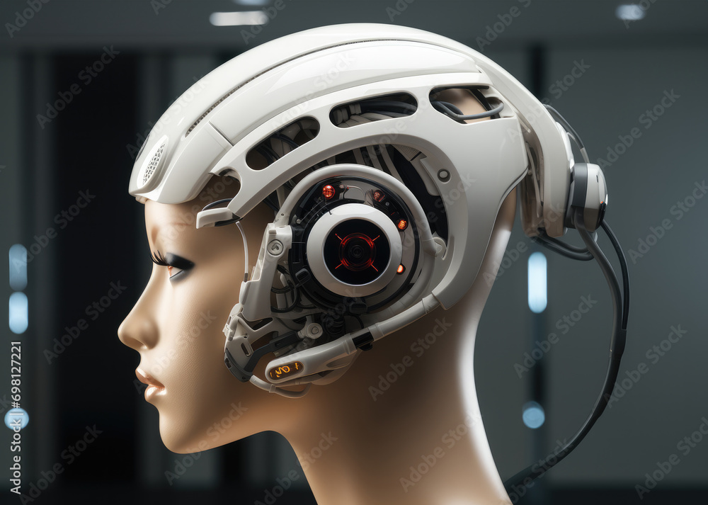 Leinwandbilder a mechanical brain wave transmitter used by people with hearing and speech impairment. generative ai