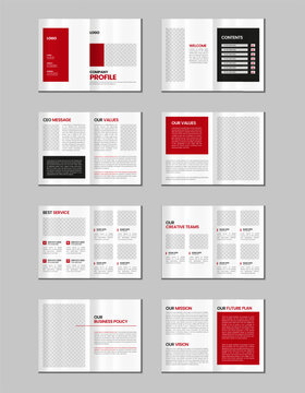 Company profile, multipage flyer brochure, 16 pages portfolio magazine, annual report, catalog and a4 multipage template design