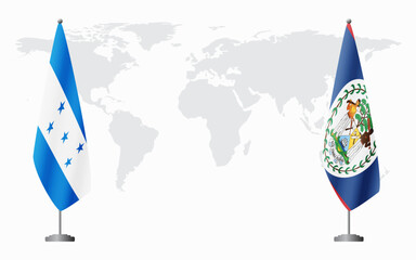 Honduras and Belize flags for official meeting