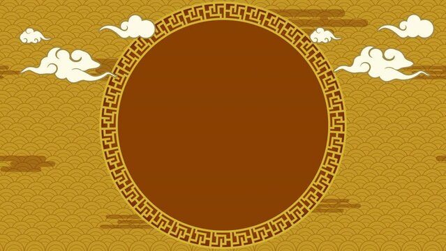 Lunar New Year. Chinese New Year holiday greeting card celebration decoration oriental animation background. Gold and red elements.