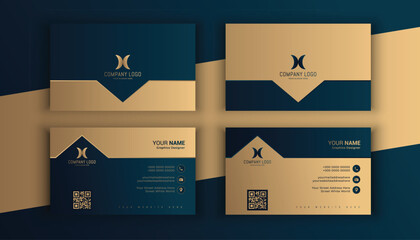 Gradient golden luxury horizontal business card template