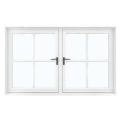 Construction elements are cut out on a transparent background. A window divided into 8 parts with handles for opening is suitable for a design element.