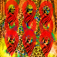 075_Women_LiveForLittleMomentsCombination textile collage pattern of wave and lines colored leopard snake tiger textures
