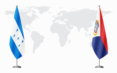 Honduras and Sint Maarten flags for official meeting