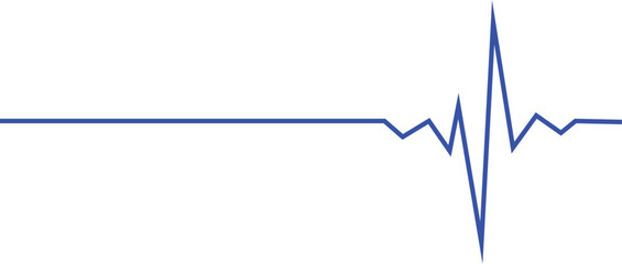 Blue heartbeat pulse rate line on white background. Emergency ekg monitoring. Blue glowing neon heart pulse. vector illustration. - obrazy, fototapety, plakaty